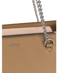 Borsa shopping in pelle beige di DKNY