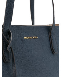 Borsa shopping in pelle blu scuro di Michael Kors Collection