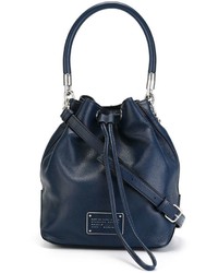 Borsa shopping in pelle blu scuro di Marc by Marc Jacobs