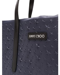 Borsa shopping in pelle blu scuro di Jimmy Choo