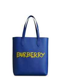 Borsa shopping in pelle blu di Burberry