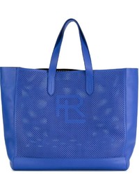 Borsa shopping in pelle blu di Ralph Lauren