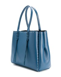 Borsa shopping in pelle con borchie blu di Lanvin