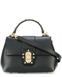 Borsa shopping in pelle con borchie nera di Dolce & Gabbana