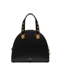 Borsa shopping in pelle con borchie nera di Versace