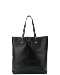 Borsa shopping in pelle con borchie nera di Versace