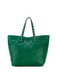 Borsa shopping in pelle con borchie verde di RED Valentino