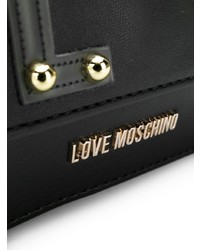 Borsa shopping in pelle decorata nera di Love Moschino