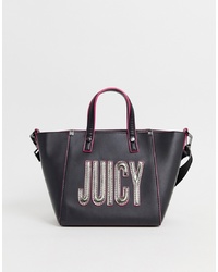 Borsa shopping in pelle decorata nera di Juicy Couture