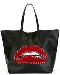 Borsa shopping in pelle decorata nera di RED Valentino