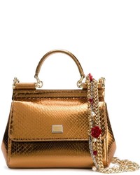 Borsa shopping in pelle dorata di Dolce & Gabbana