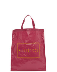 Borsa shopping in pelle fucsia di Gucci