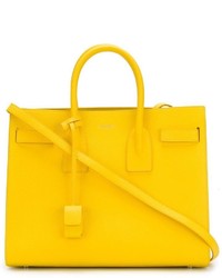 Borsa shopping in pelle gialla di Saint Laurent
