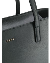 Borsa shopping in pelle grigio scuro di DKNY