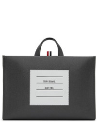 Borsa shopping in pelle grigio scuro di Thom Browne