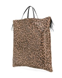 Borsa shopping in pelle leopardata marrone chiaro di Danielapi