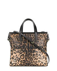 Borsa shopping in pelle leopardata marrone di Dolce & Gabbana
