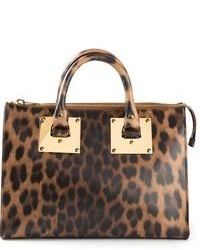 Borsa shopping in pelle leopardata marrone di Sophie Hulme