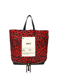 Borsa shopping in pelle leopardata rossa