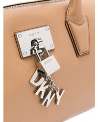 Borsa shopping in pelle marrone chiaro di DKNY