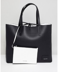 Borsa shopping in pelle nera di Calvin Klein