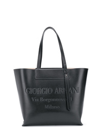 Borsa shopping in pelle nera di Giorgio Armani