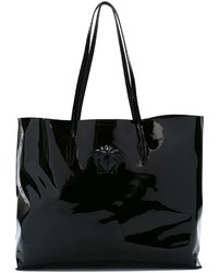 Borsa shopping in pelle nera di Versace