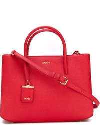 Borsa shopping in pelle rossa di DKNY