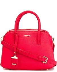Borsa shopping in pelle rossa di DKNY