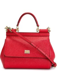 Borsa shopping in pelle rossa di Dolce & Gabbana