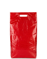 Borsa shopping in pelle rossa di Helmut Lang