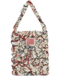 Borsa shopping in pelle stampata beige di Charles Jeffrey Loverboy