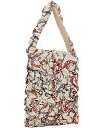 Borsa shopping in pelle stampata beige di Charles Jeffrey Loverboy