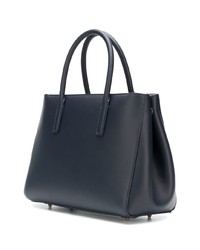 Borsa shopping in pelle stampata blu scuro di Anya Hindmarch