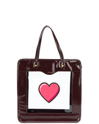 Borsa shopping in pelle stampata bordeaux di Anya Hindmarch