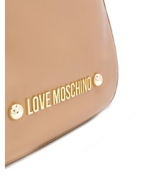 Borsa shopping in pelle stampata marrone chiaro di Love Moschino