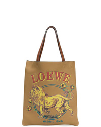 Borsa shopping in pelle stampata marrone chiaro di Loewe