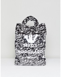 Borsa shopping in pelle stampata nera e bianca di Mads Norgaard
