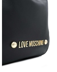 Borsa shopping in pelle stampata nera di Love Moschino