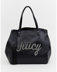 Borsa shopping in pelle stampata nera di Juicy Couture
