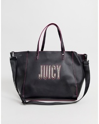 Borsa shopping in pelle stampata nera di Juicy Couture