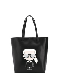 Borsa shopping in pelle stampata nera di Karl Lagerfeld