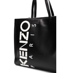 Borsa shopping in pelle stampata nera di Kenzo