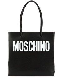 Borsa shopping in pelle stampata nera di Moschino