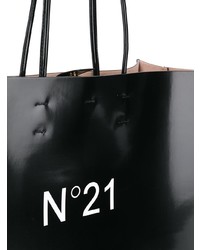 Borsa shopping in pelle stampata nera di N°21