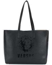 Borsa shopping in pelle stampata nera di Versus