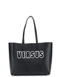 Borsa shopping in pelle stampata nera di Versus