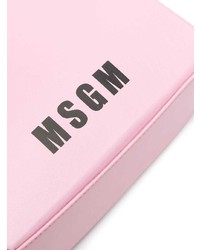 Borsa shopping in pelle stampata rosa di MSGM