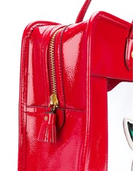 Borsa shopping in pelle stampata rossa di Anya Hindmarch