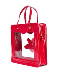 Borsa shopping in pelle stampata rossa di Anya Hindmarch